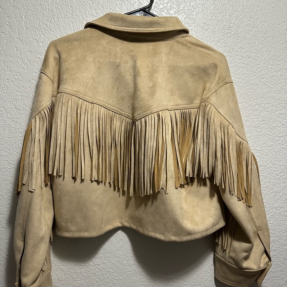 Vintage Forever 21 Tan Fringe Utility Jacket new without tags - Picture 8 of 9